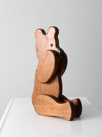 vintage folk art wooden teddy bear