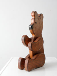 vintage folk art wooden teddy bear