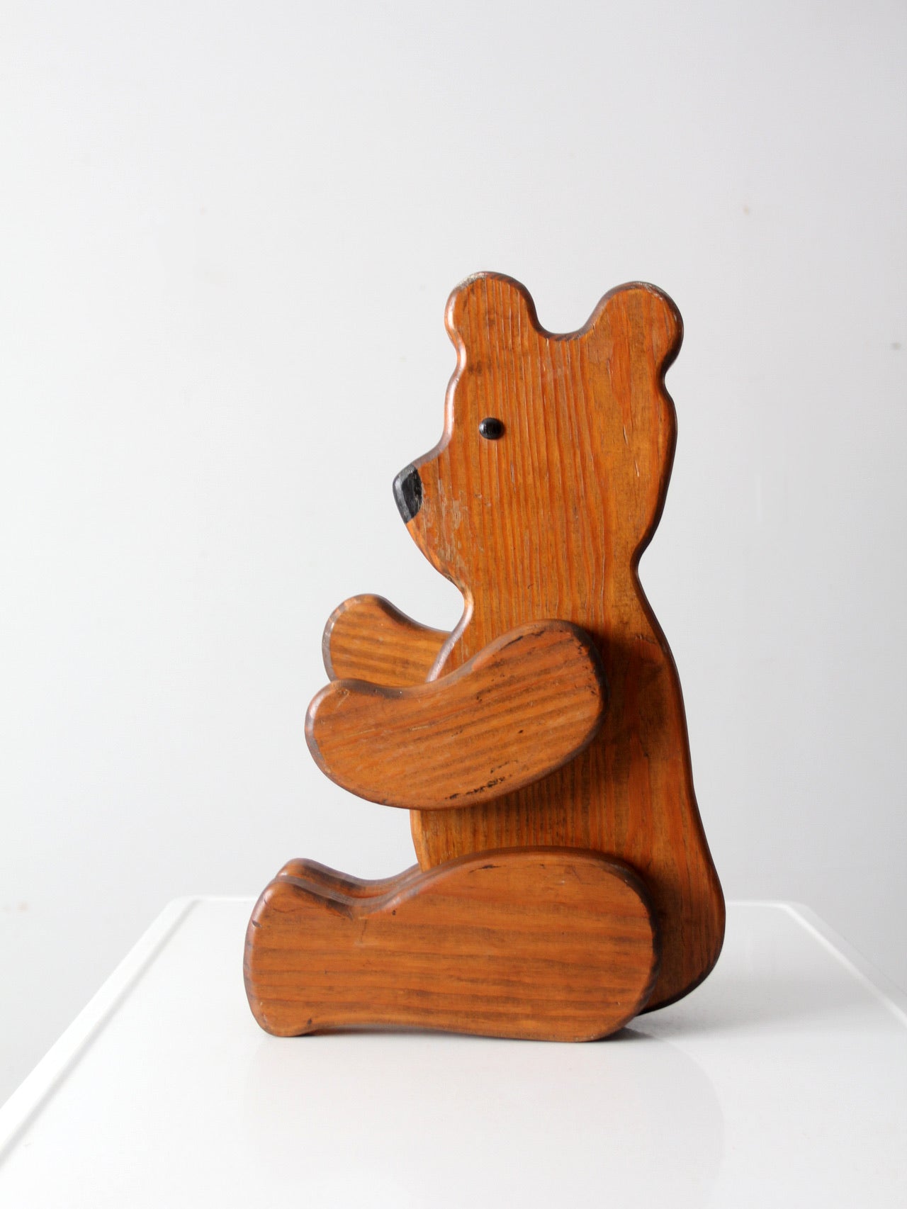 vintage folk art wooden teddy bear