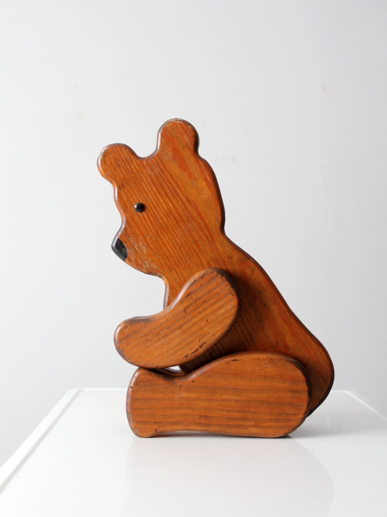 vintage folk art wooden teddy bear