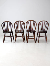 set of 4 antique Windsor brace-back dining chairs