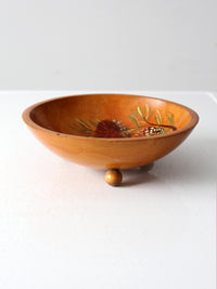vintage hand painted wood bowl