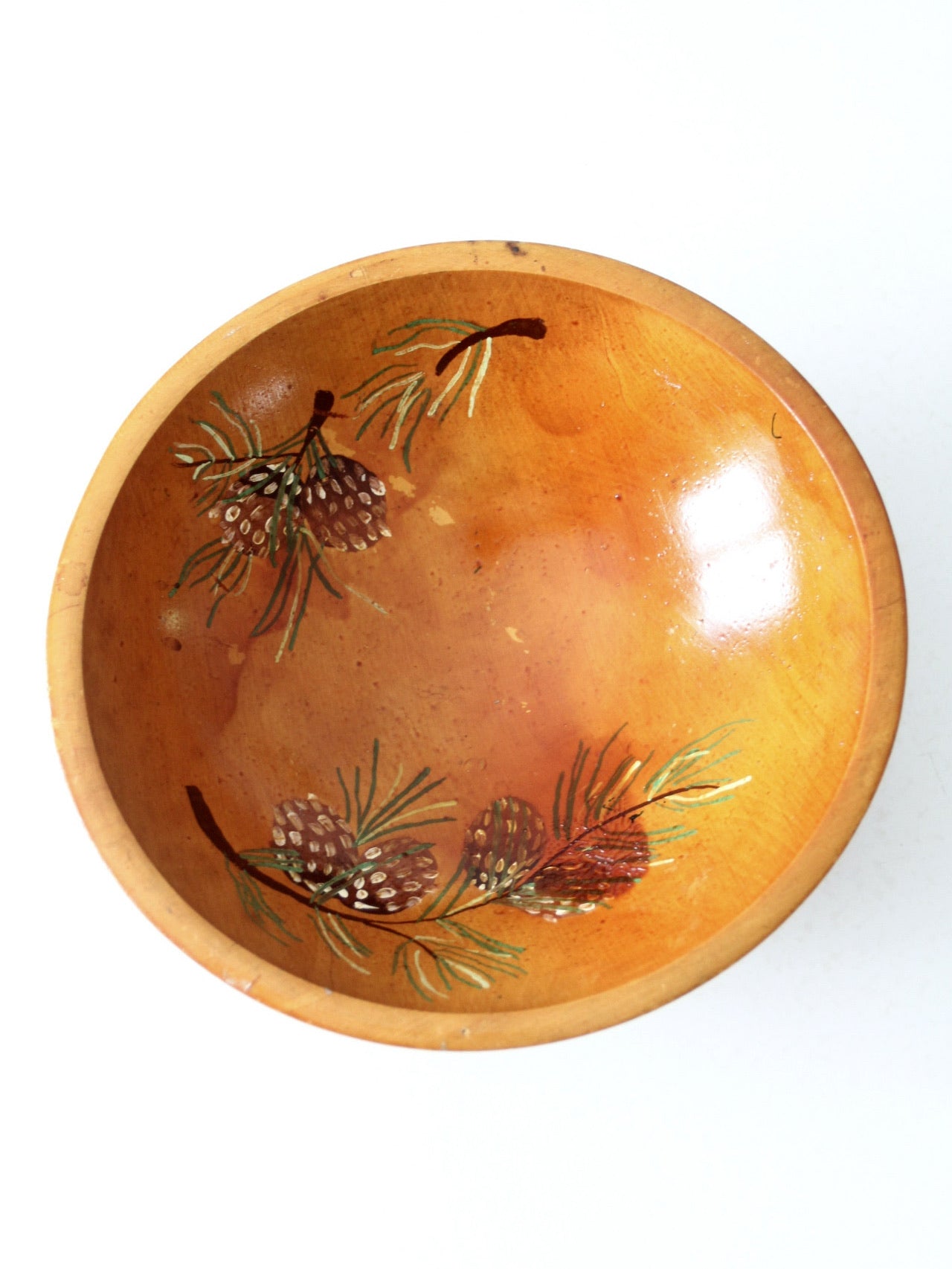 vintage hand painted wood bowl