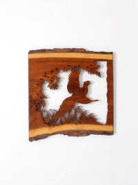 vintage pheasant wood art wall hanging
