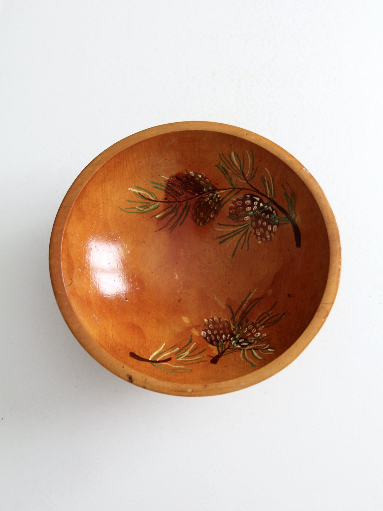 vintage hand painted wood bowl