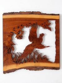 vintage pheasant wood art wall hanging