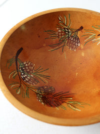 vintage hand painted wood bowl