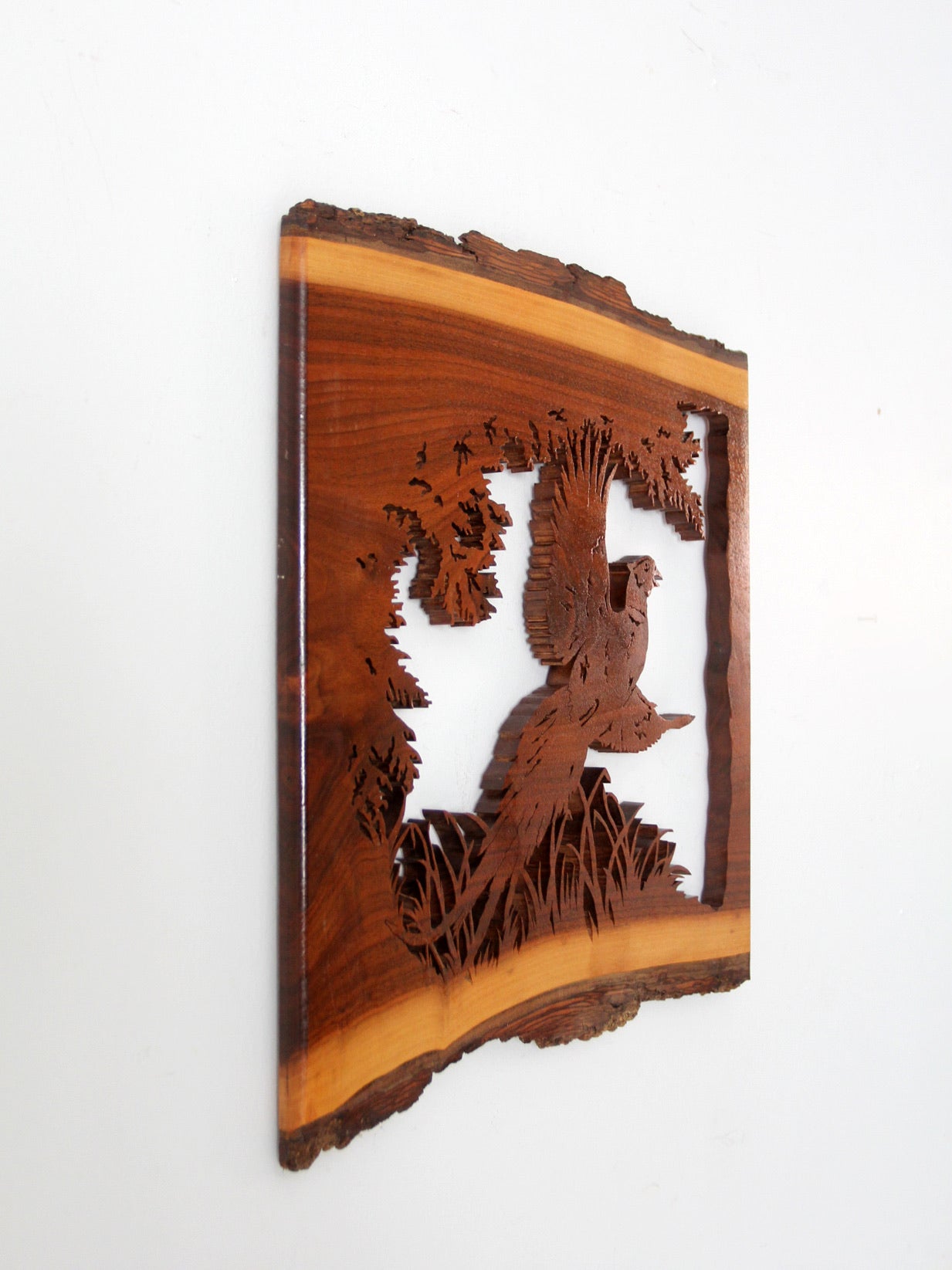vintage pheasant wood art wall hanging