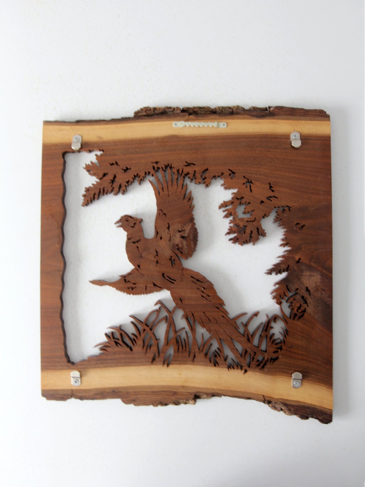 vintage pheasant wood art wall hanging