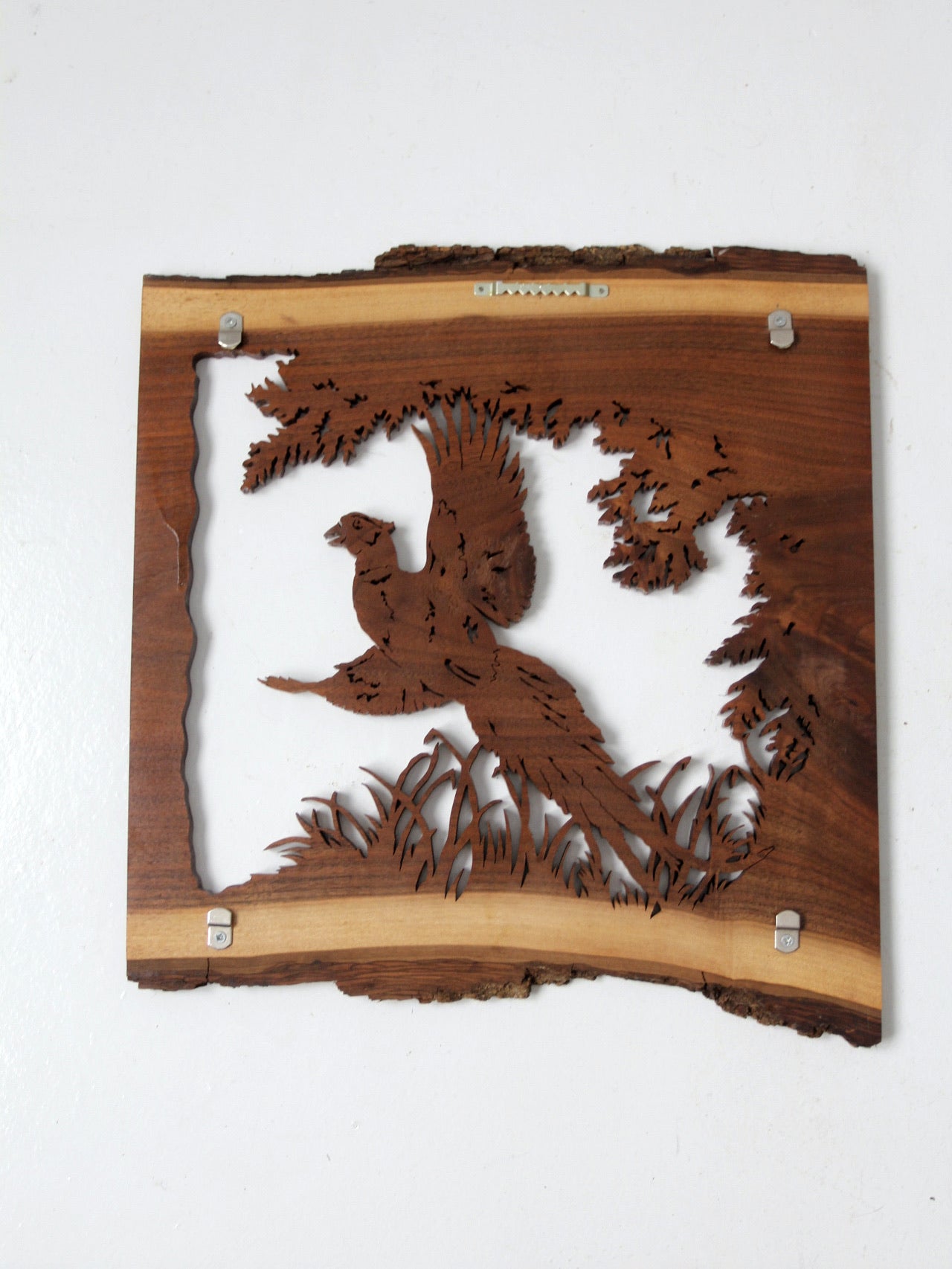vintage pheasant wood art wall hanging