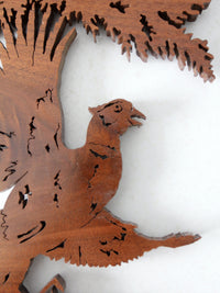 vintage pheasant wood art wall hanging