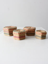 vintage sweetgrass nesting baskets set 4