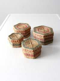 vintage sweetgrass nesting baskets set 4