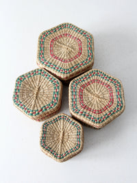 vintage sweetgrass nesting baskets set 4