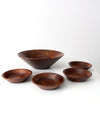 mid-century walnut serving bowl set