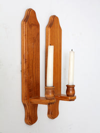 vintage wood candlestick wall sconces pair
