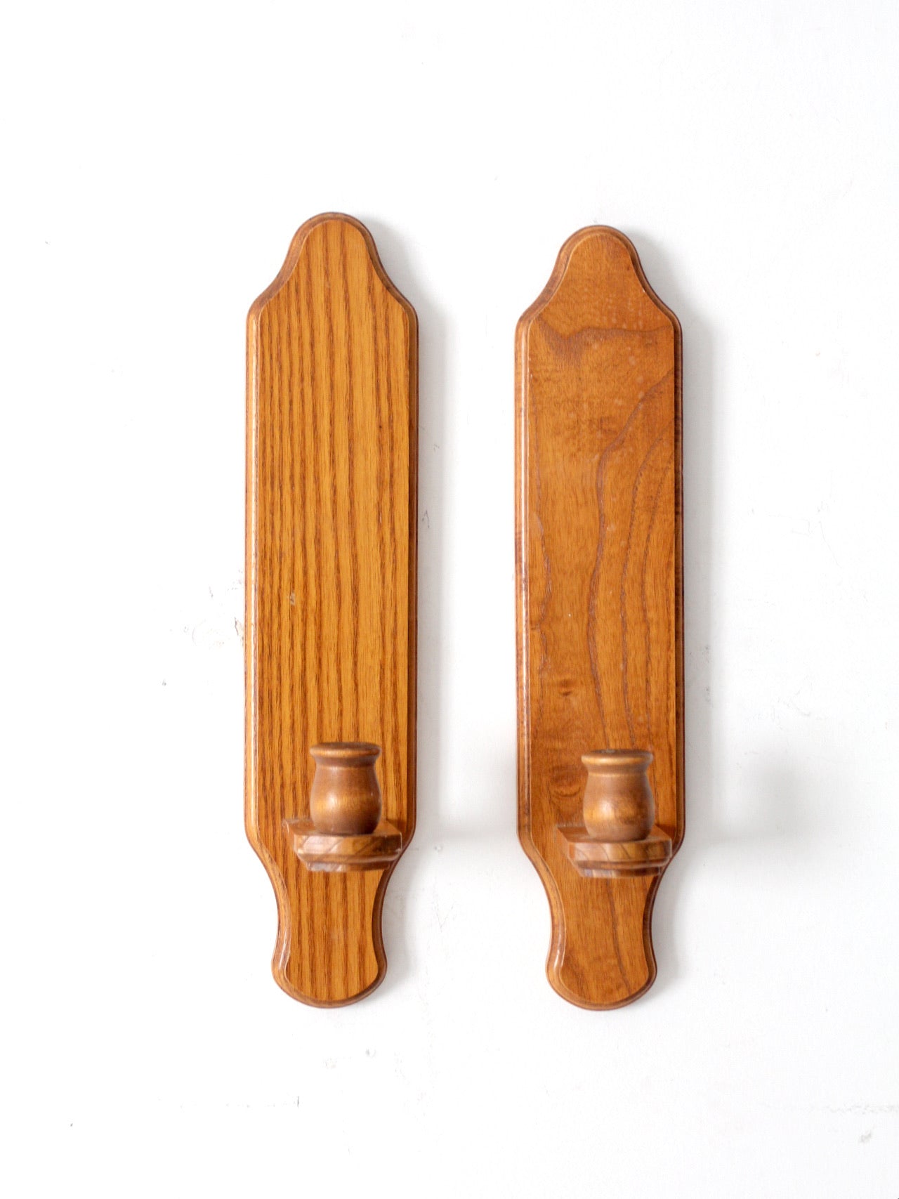 vintage wood candlestick wall sconces pair