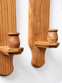 vintage wood candlestick wall sconces pair
