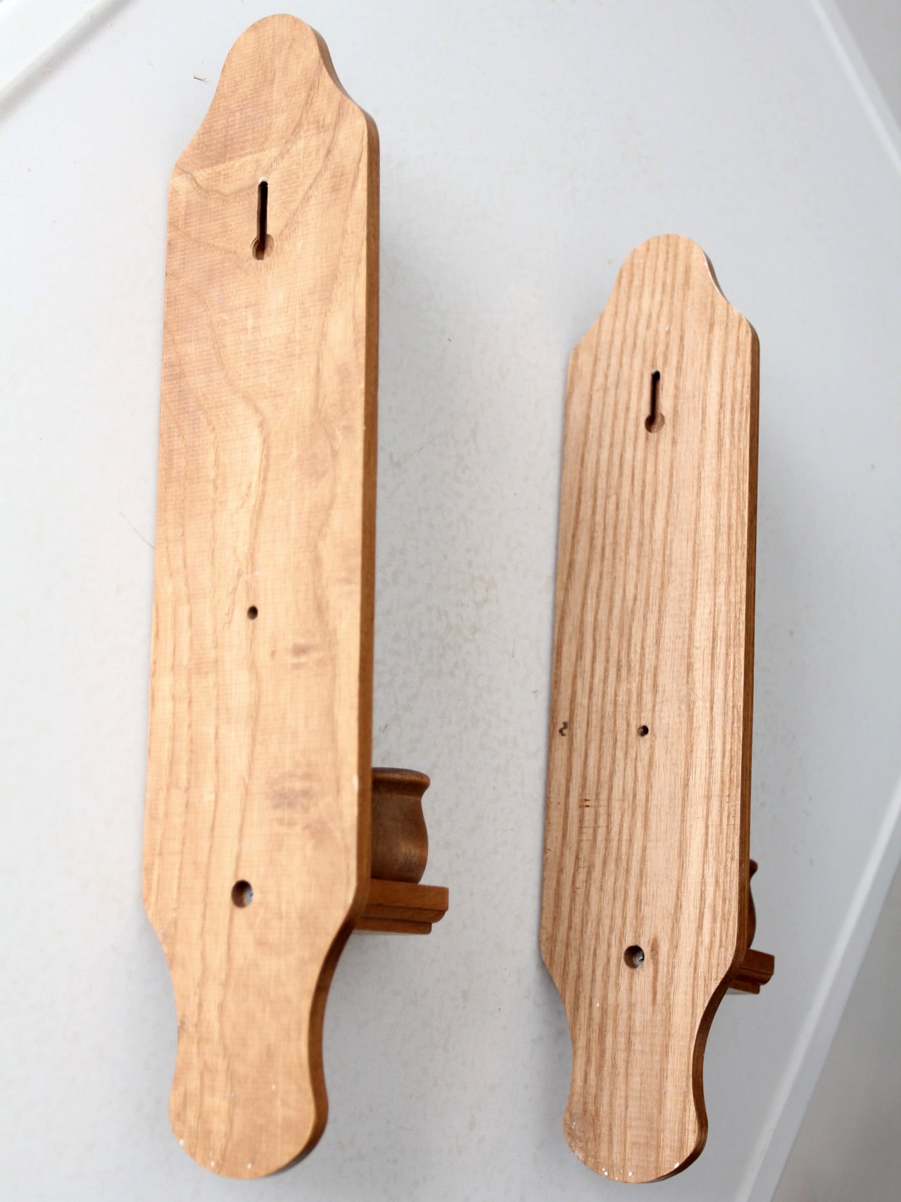 vintage wood candlestick wall sconces pair
