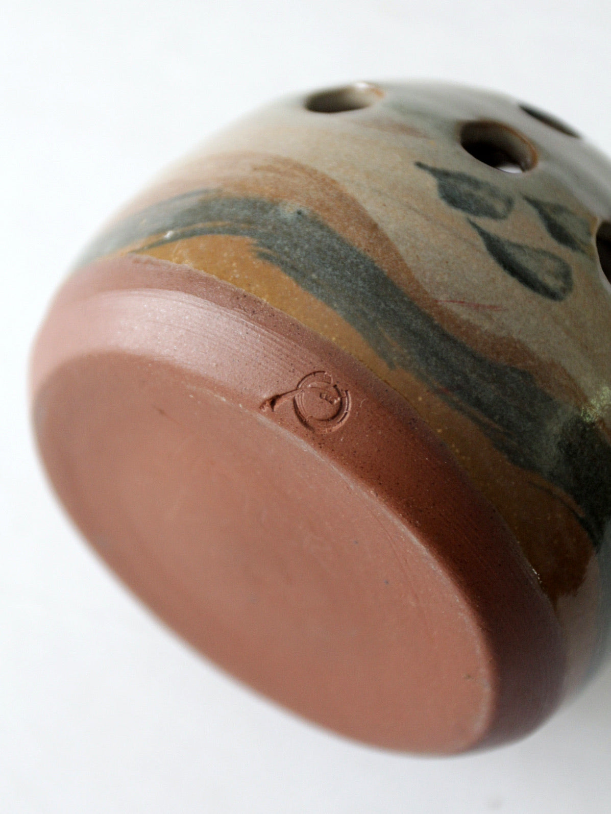 vintage studio pottery flower frog vase