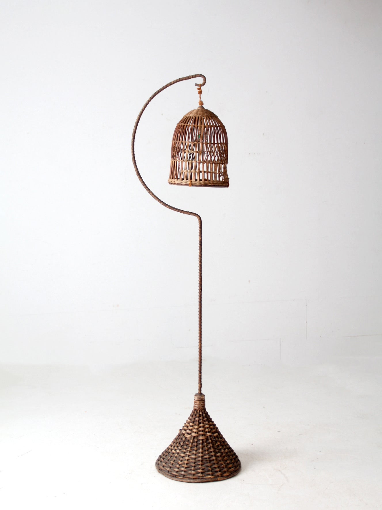antique wicker bird cage and stand