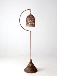 antique wicker bird cage and stand
