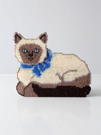 vintage needlepoint cat doorstop