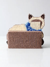 vintage needlepoint cat doorstop