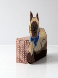 vintage needlepoint cat doorstop