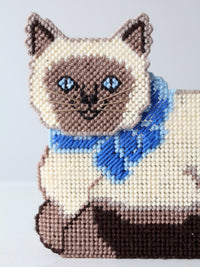 vintage needlepoint cat doorstop