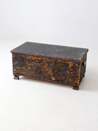 antique black woven canvas trunk