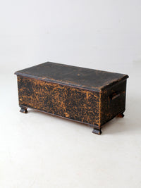 antique black woven canvas trunk