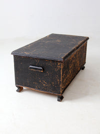 antique black woven canvas trunk
