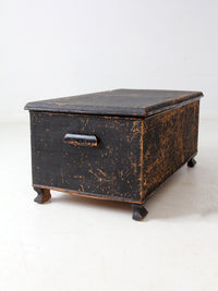 antique black woven canvas trunk