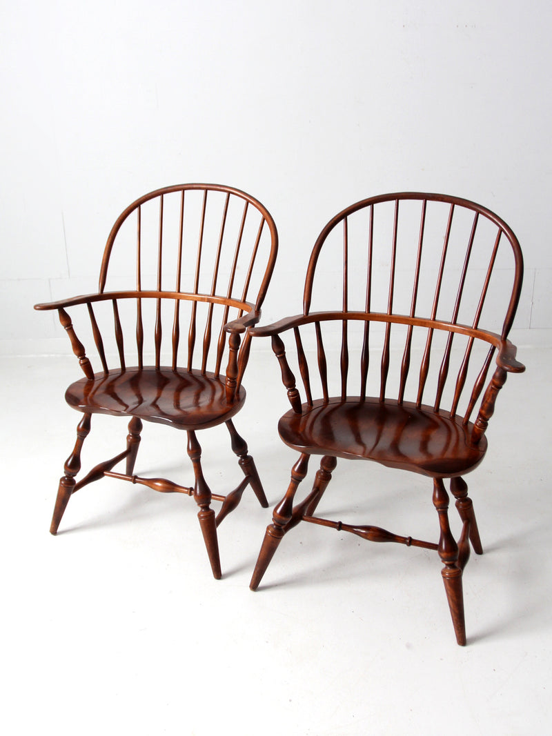 vintage Nichols & Stone Windsor arm chairs pair