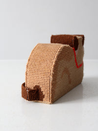 vintage needlepoint cat doorstop