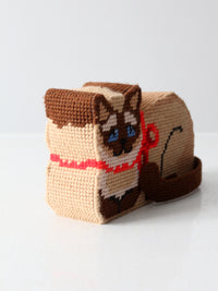 vintage needlepoint cat doorstop
