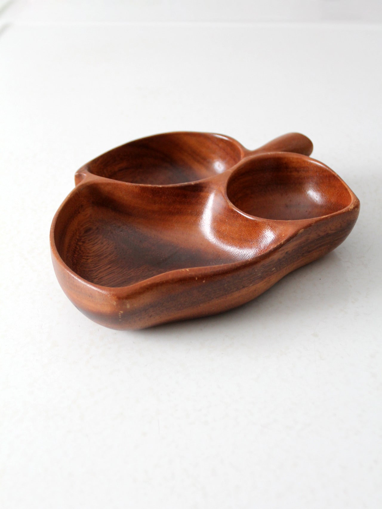mid century monkey pod wood serving bowl