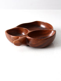 mid century monkey pod wood serving bowl