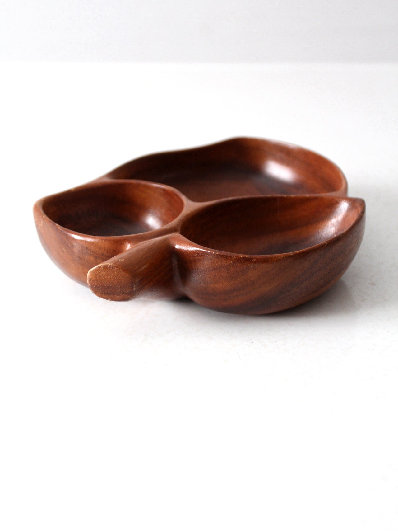 mid century monkey pod wood serving bowl