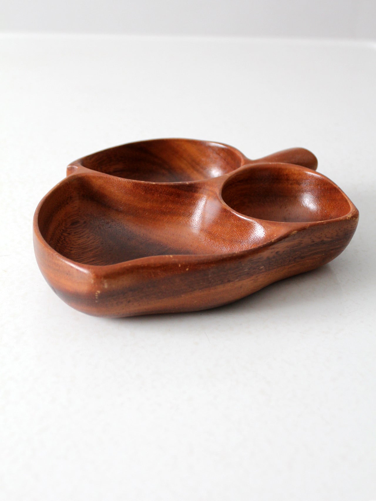 mid century monkey pod wood serving bowl