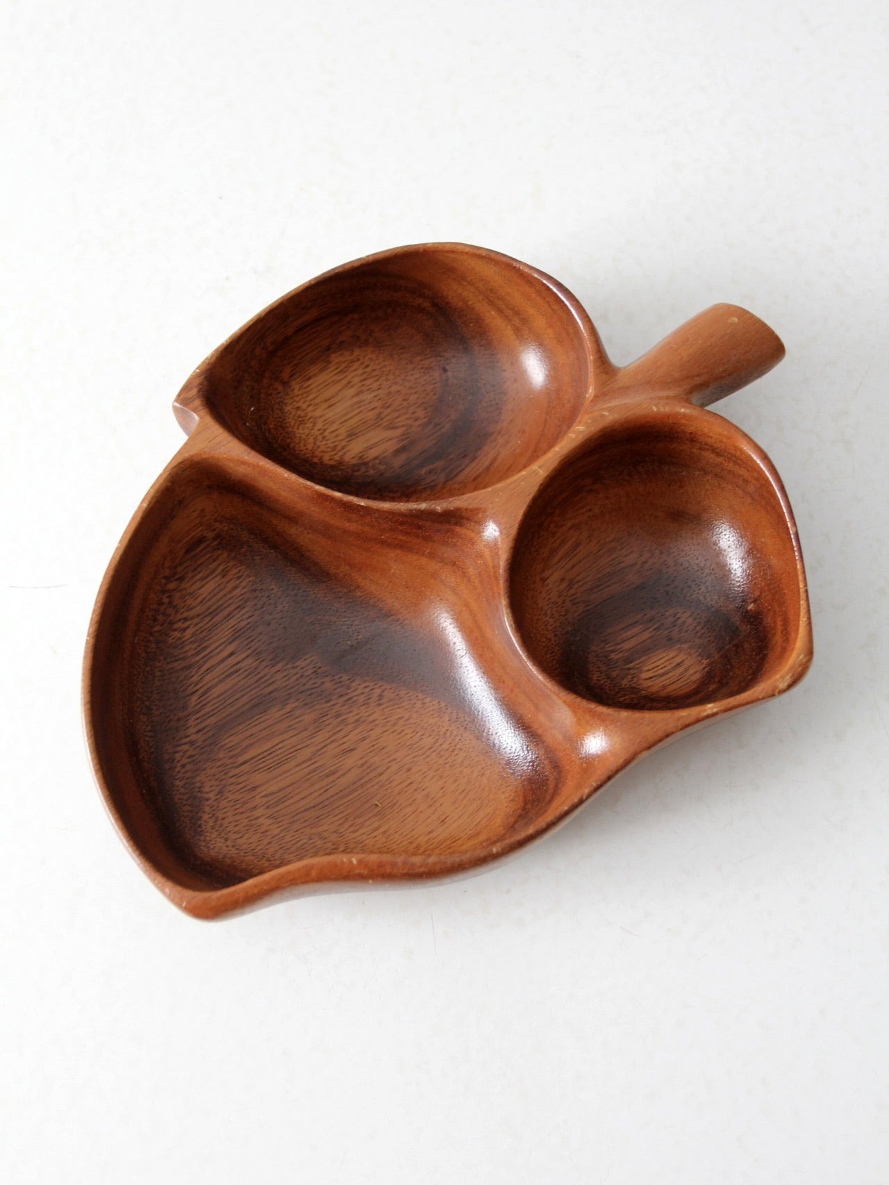 mid century monkey pod wood serving bowl