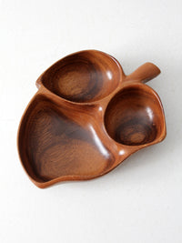 mid century monkey pod wood serving bowl
