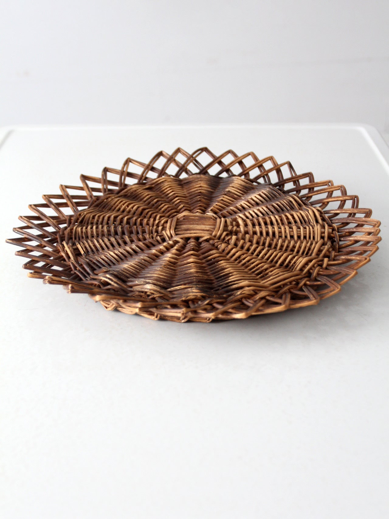 vintage wicker tray wall hanging