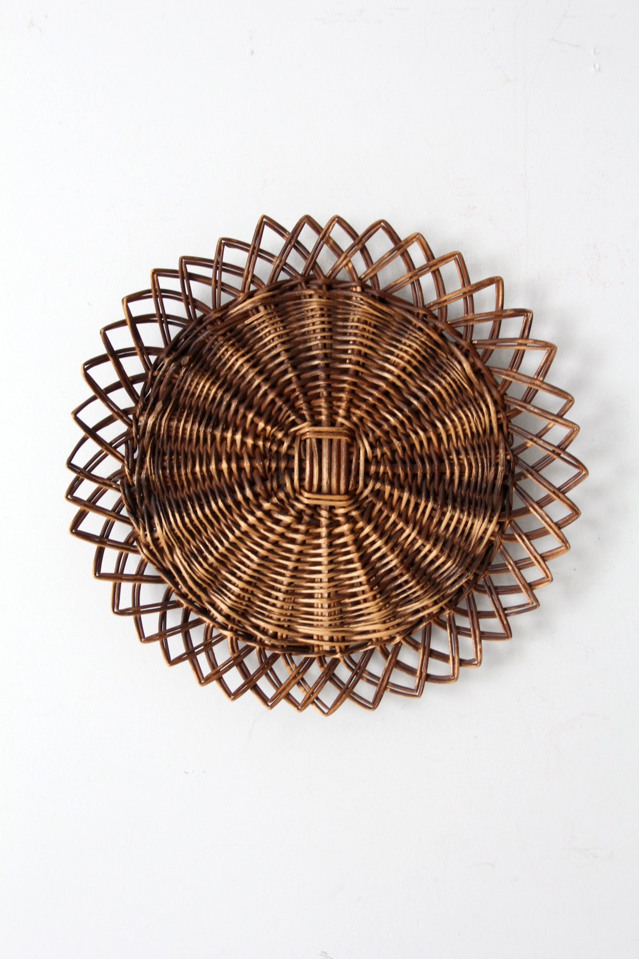 vintage wicker tray wall hanging