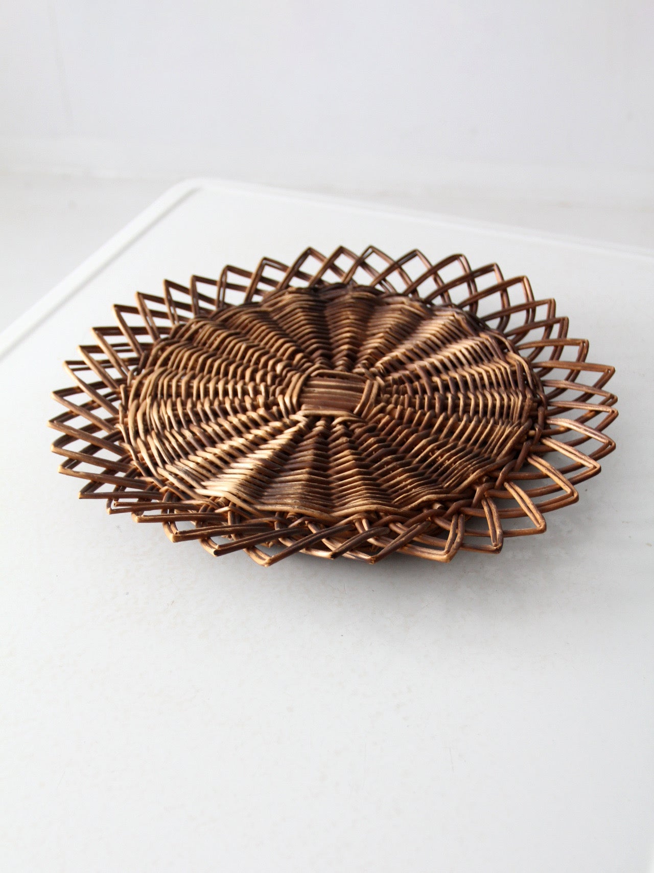 vintage wicker tray wall hanging