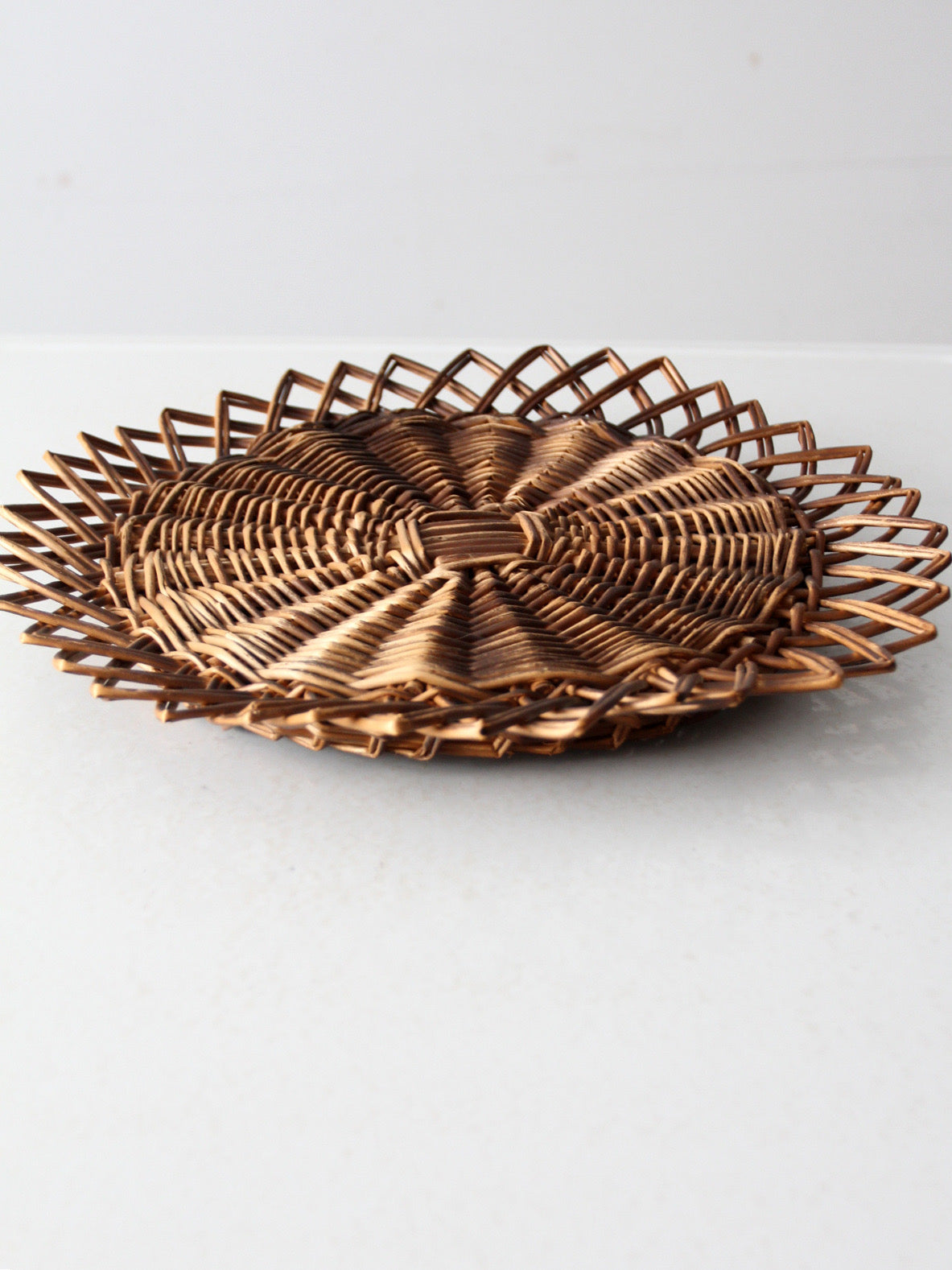 vintage wicker tray wall hanging