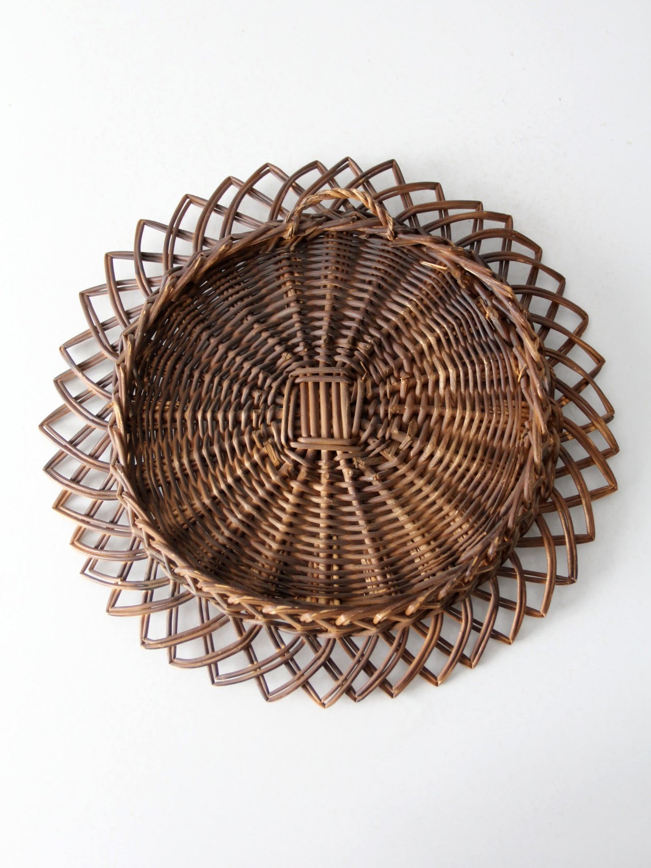 vintage wicker tray wall hanging