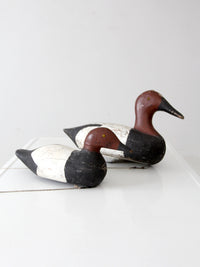 pair vintage wooden canvasback duck decoys