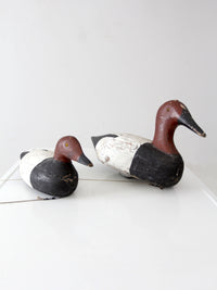 pair vintage wooden canvasback duck decoys